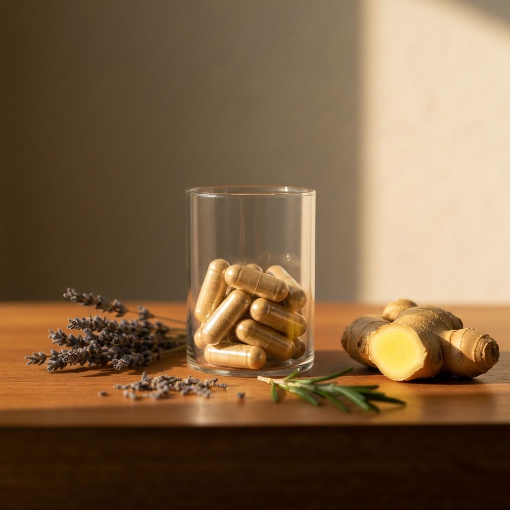 Vitality Complex capsules in natural morning light setting